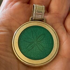Large Sterling & Glass Enamel Sand Dollar Pendant by Colby Davis of Boston